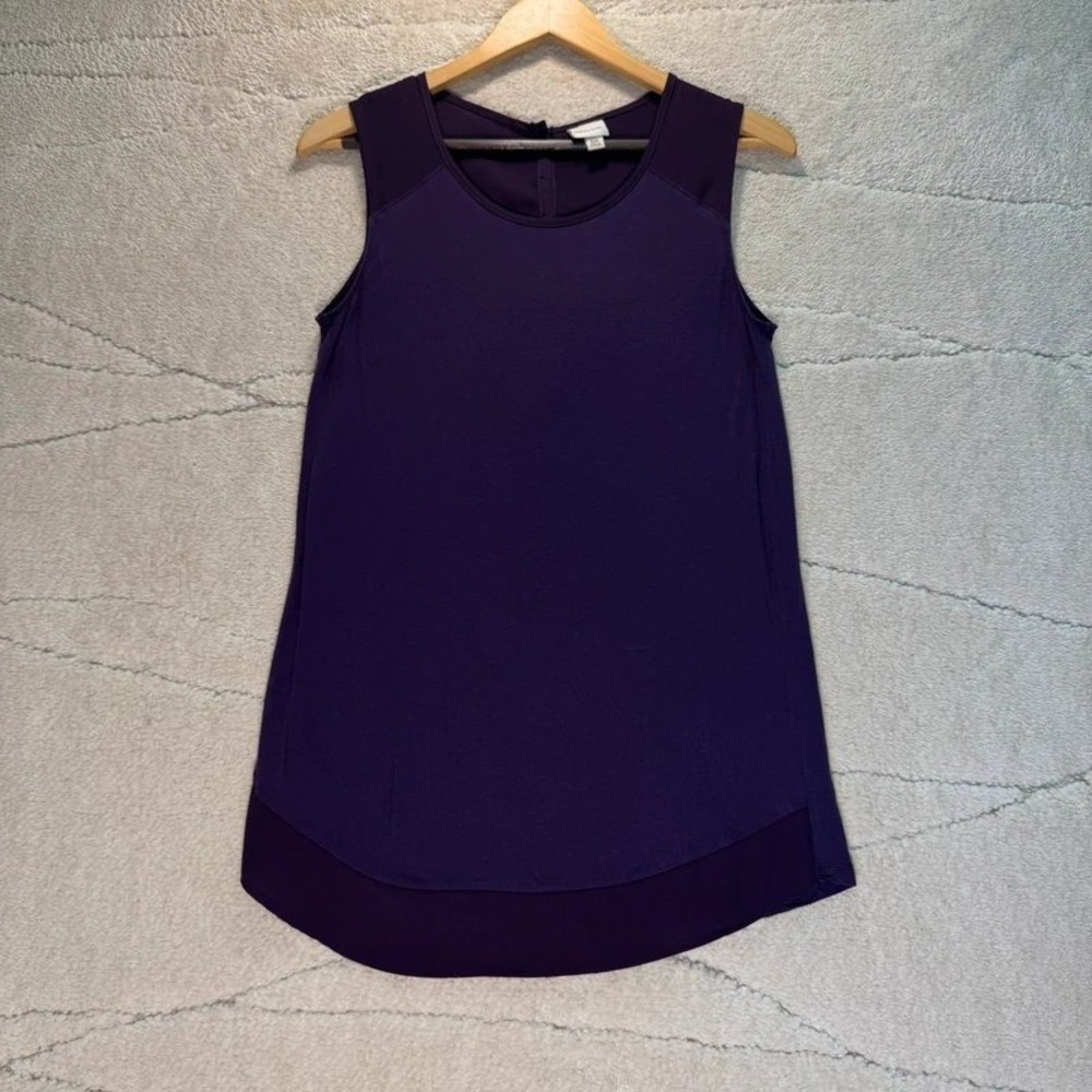 Merona Purple Sleeveless Tunic Top Women's Small S Button Back*